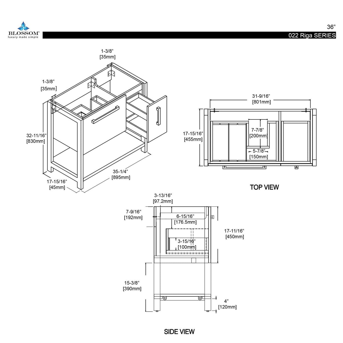 Blossom Riga 36 Inch Bathroom Vanity - V8022 36 01