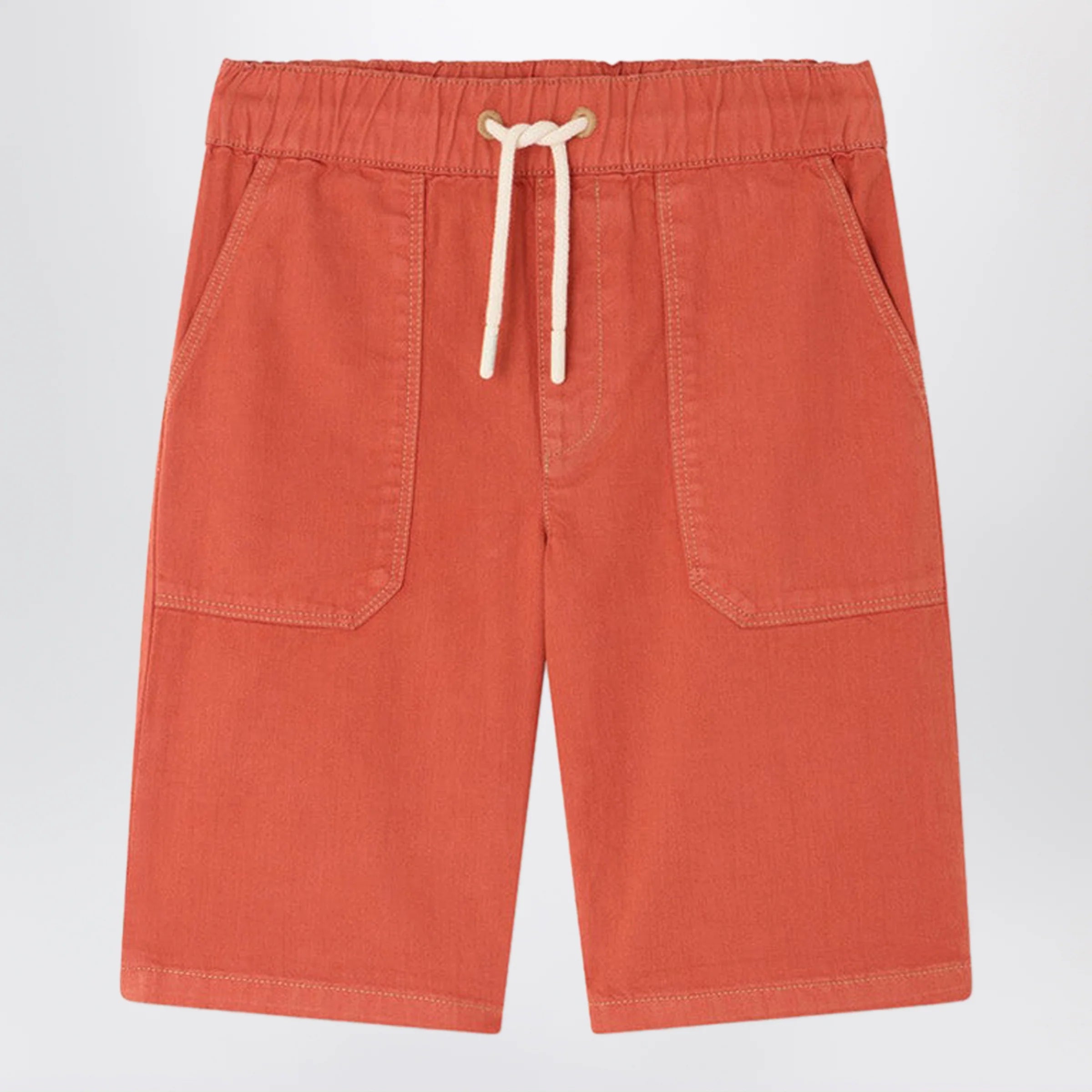 Bonpoint Grenadine Red Bermuda Shorts — Organic Cotton