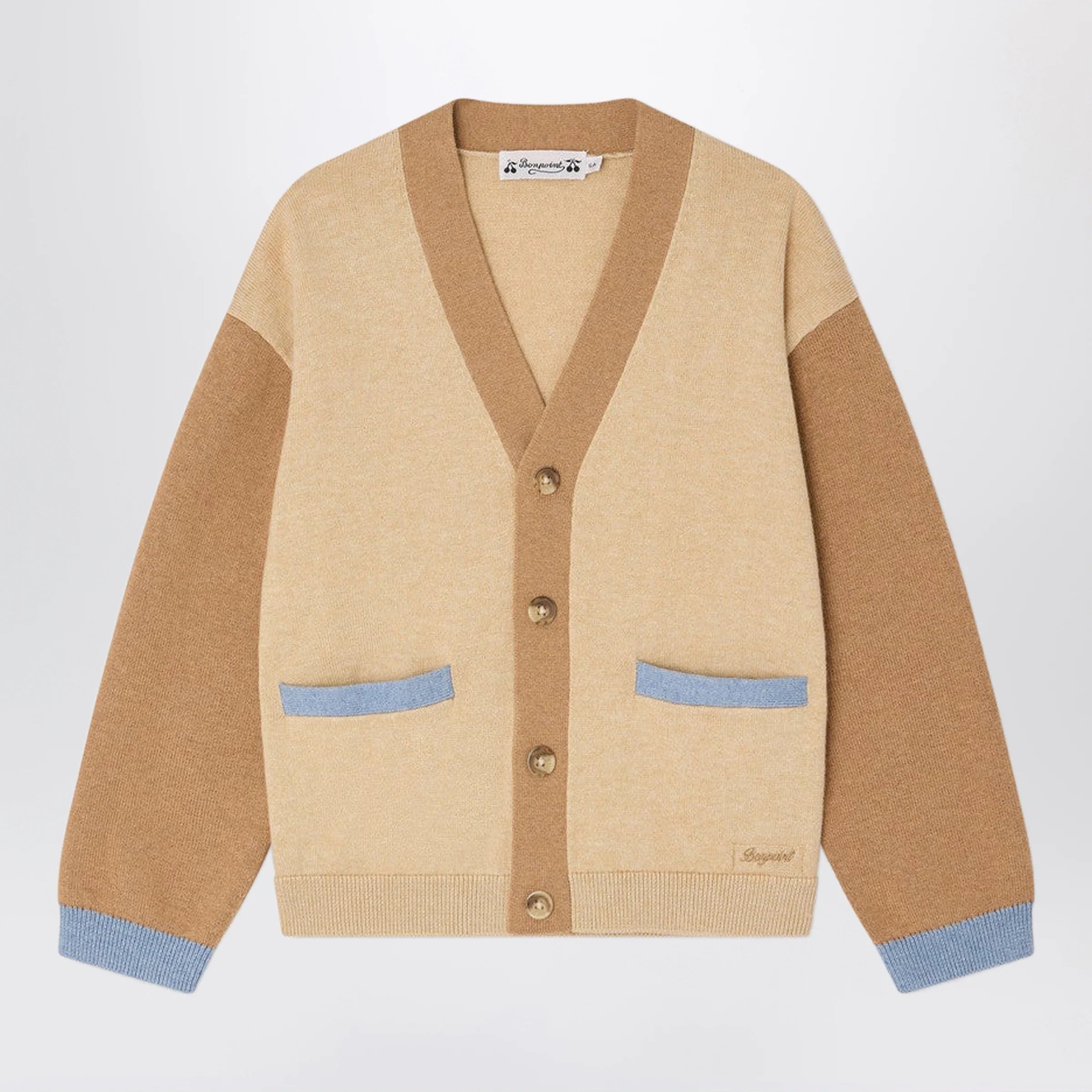 Bonpoint Edouard Beige Cotton-Cashmere Cardigan