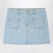 Bonpoint Tison denim skirt with jacquard cherries