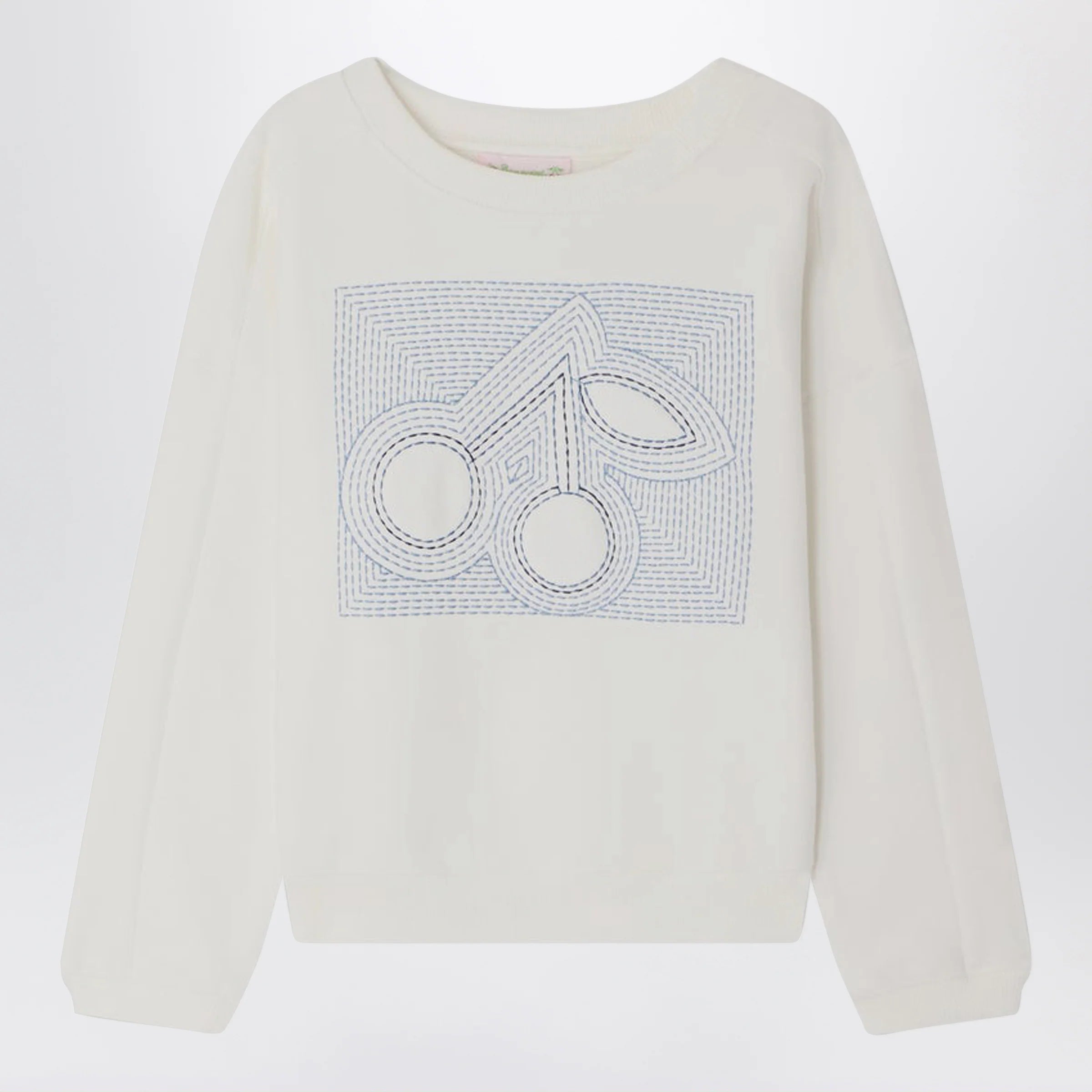 Bonpoint Gena White Sweatshirt with Embroidered Cherries