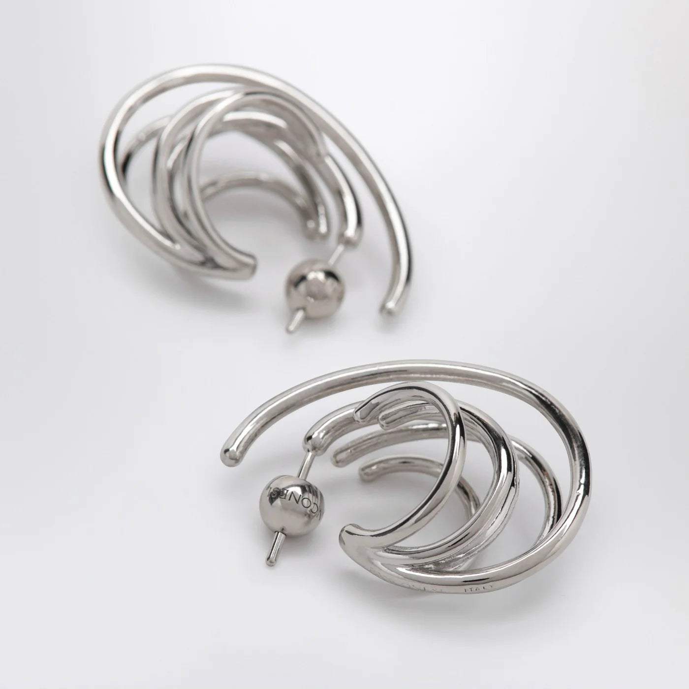 PANCONESI Circular earrings in silver tone