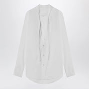 Maison Margiela Deep V-neck cotton poplin shirt in white