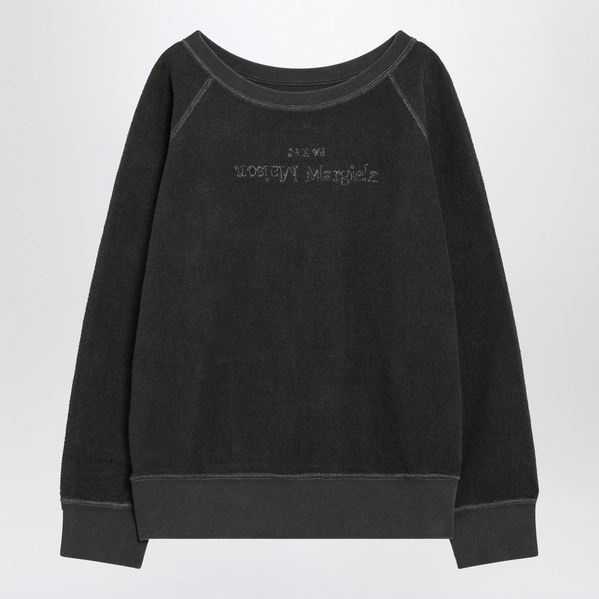 Maison Margiela faded black cotton sweatshirt with logo