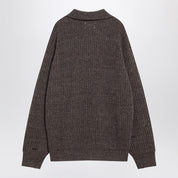 Maison Margiela Brown wool sweater with zip