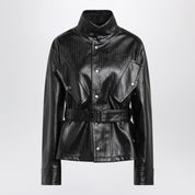 Maison Margiela Black cotton laminated belted jacket