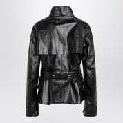 Maison Margiela Black cotton laminated belted jacket