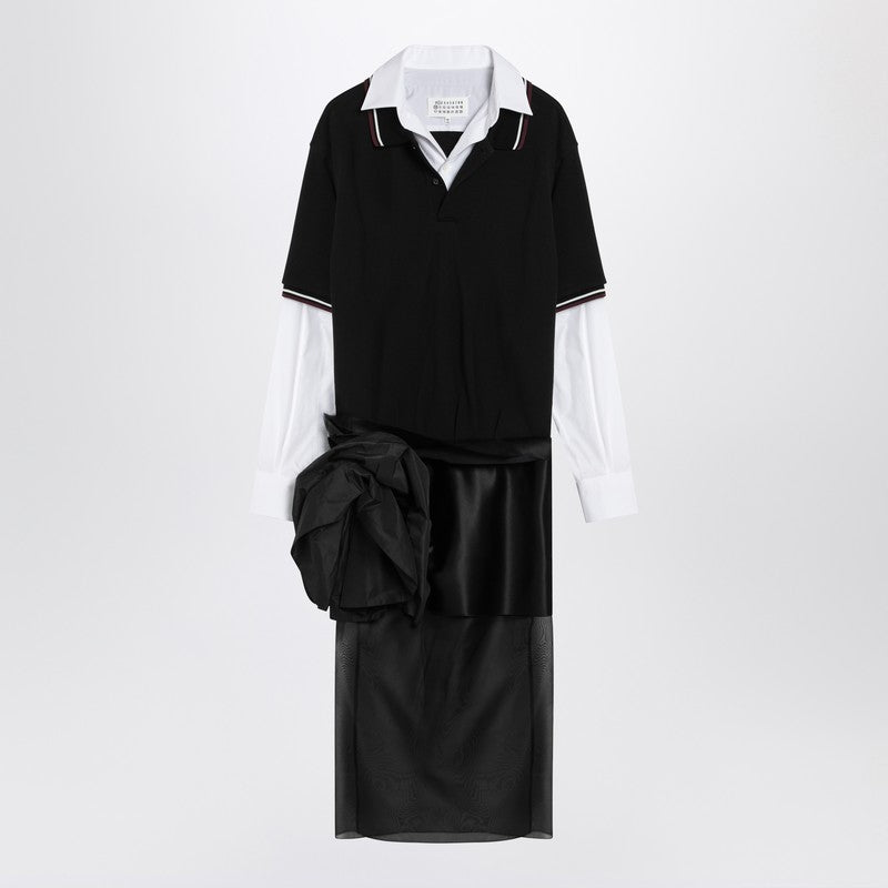 Maison Margiela Black Decortique dress with floral detail