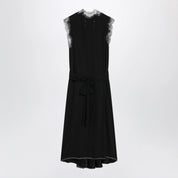 Maison Margiela Black silk midi dress with lace