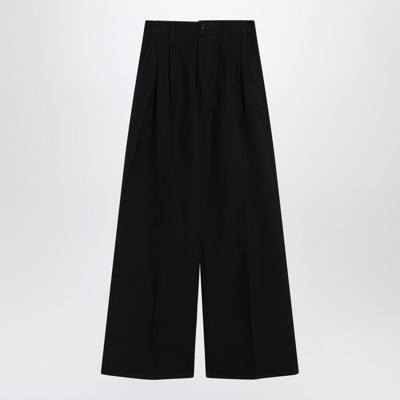 Maison Margiela Wide black pants in cotton and wool