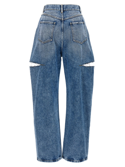 Maison Margiela Cut-out Jeans — Light Blue Straight Leg