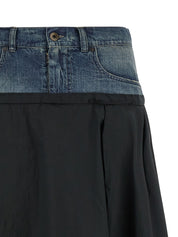 Maison Margiela Denim Insert Skirt — Midi Flared Skirts