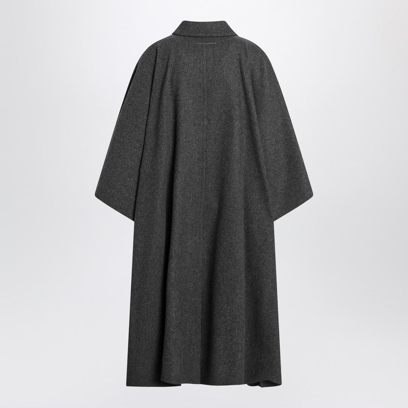 Manteau cape long gris MM6 Maison Margiela en laine mélangée