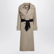 MM6 Maison Margiela Beige cotton trench coat with gloves