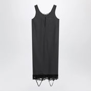 MM6 Maison Margiela Grey midi slip dress with lace trims