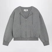 MM6 Maison Margiela Felpa con zip e coulisse in cotone grigia
