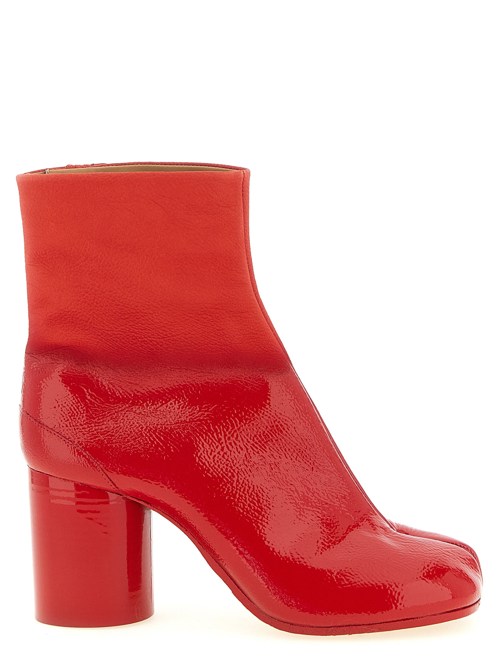 Maison Margiela Tabi Ankle Boots — Red Leather, 8 cm Heel