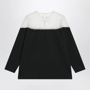 MM6 Maison Margiela Black top with logo print and sheer insert