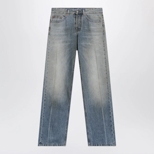 MM6 Maison Margiela Straight-leg trompe-l'œil cotton jeans in medium blue