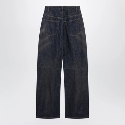 MM6 Maison Margiela Dark blue wide-leg jeans with worn effect