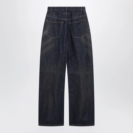 MM6 Maison Margiela Dark blue wide-leg jeans with worn effect