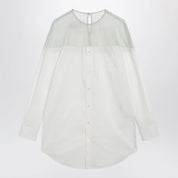 MM6 Maison Margiela Cotton shirt with sheer panels in off-white