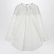 MM6 Maison Margiela Cotton shirt with sheer panels in off-white