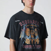 Dsquared2 Grey vintage-effect T-shirt with rock print