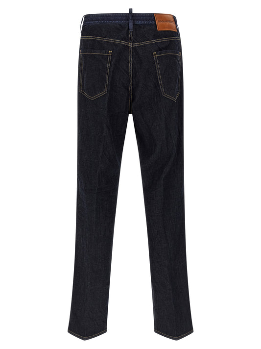 Dsquared2 Crinkled Effect Jeans for Men — Blue Straight Fit