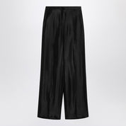 Wide black trousers in linen and silk — Loulou Studio
