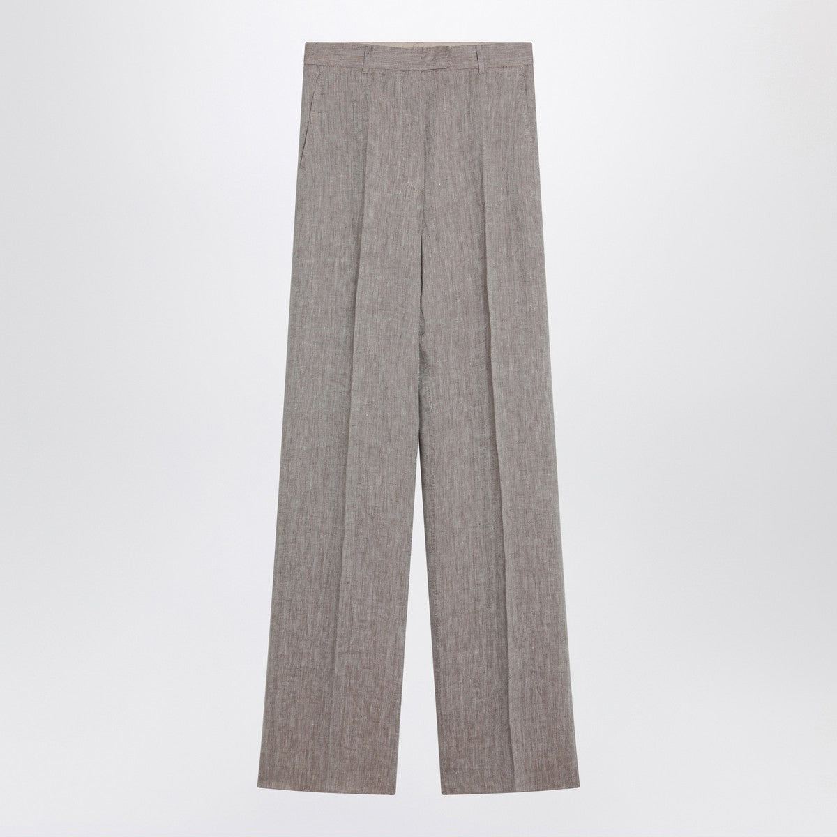 Pantalón recto de lino beige Max Mara Studio
