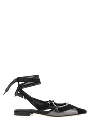 Pinko Gianira 30 Slingback Flats — Black Leather