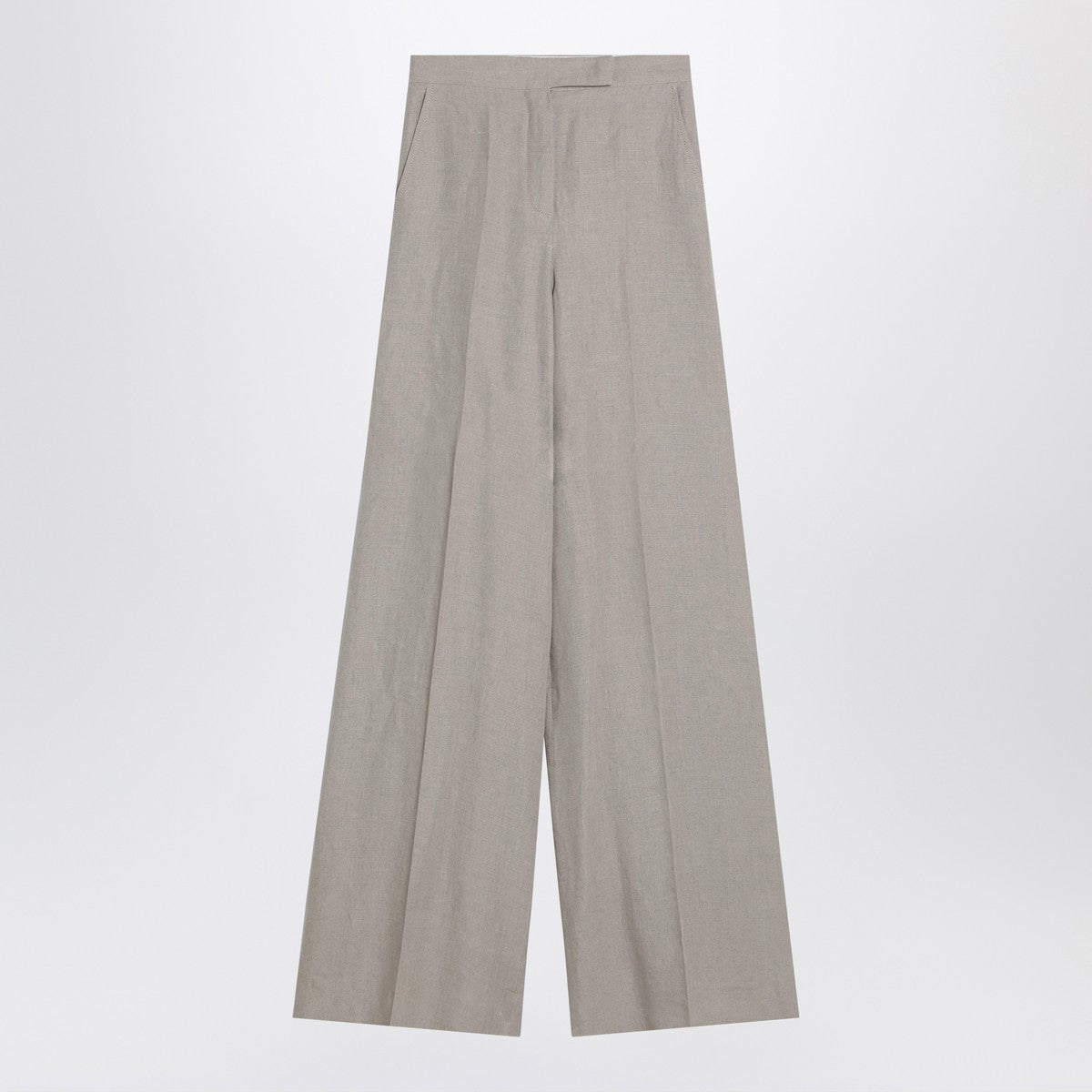 Max Mara wide beige trousers in linen canvas