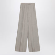 Max Mara wide beige trousers in linen canvas