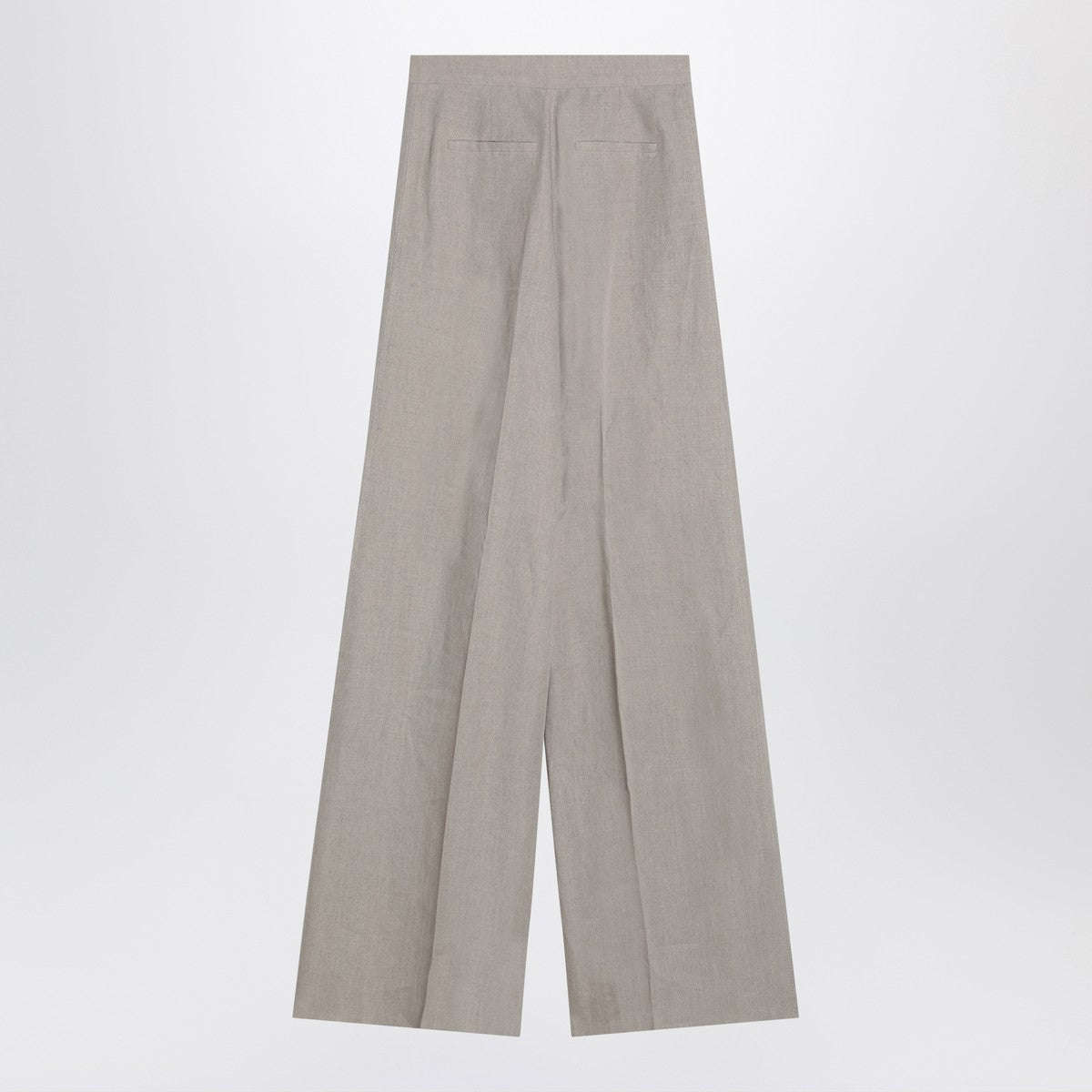 Max Mara wide beige trousers in linen canvas