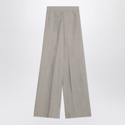 Max Mara wide beige trousers in linen canvas