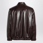 Blouson aviateur zippé en similicuir bordeaux MM6 Maison Margiela