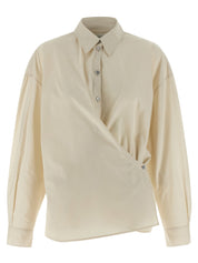 Lemaire Straight Collar Twisted Shirt — Beige, Women