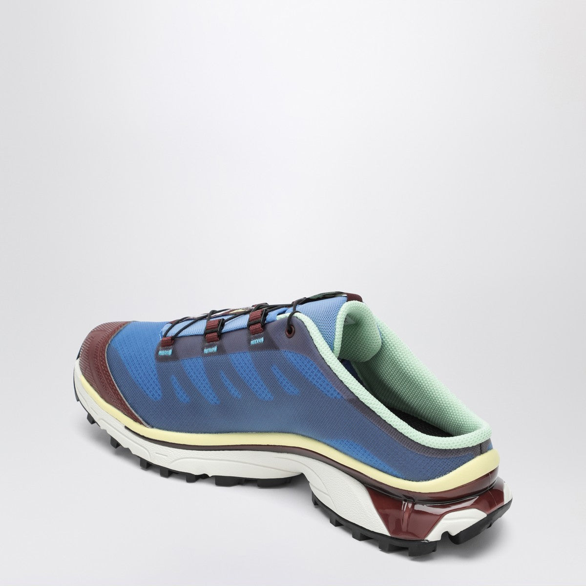 MM6 X Salomon Mule XT‑4 — Blue & Brown Textile Slip‑On