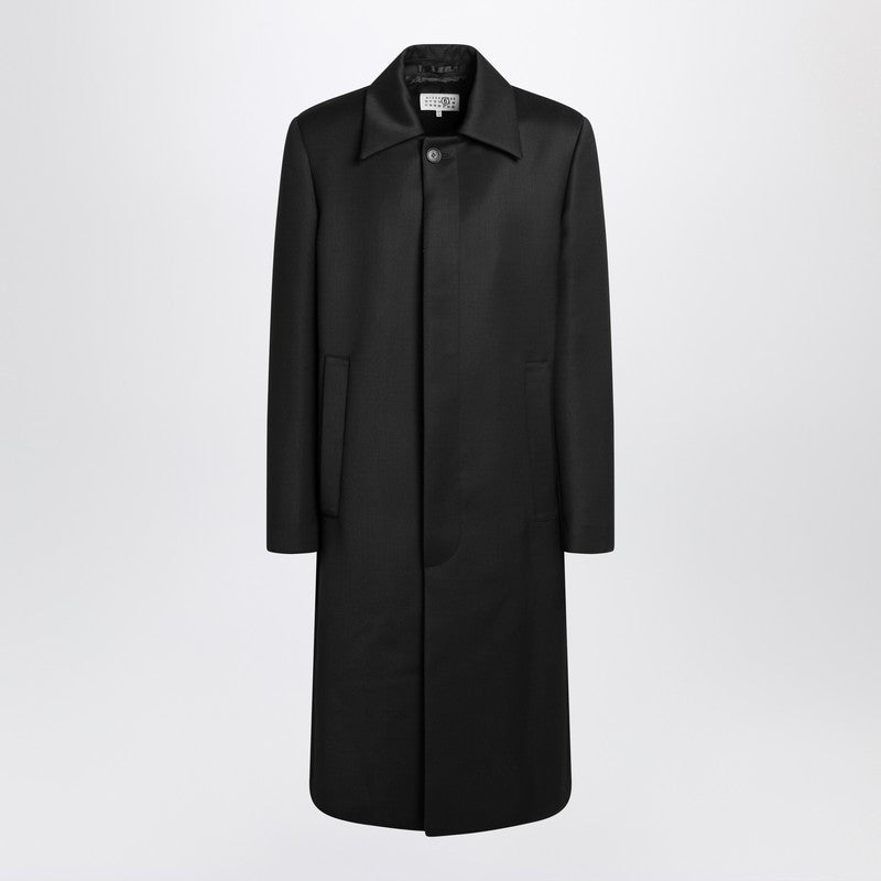 Manteau en laine mélangée noire MM6 Maison Margiela