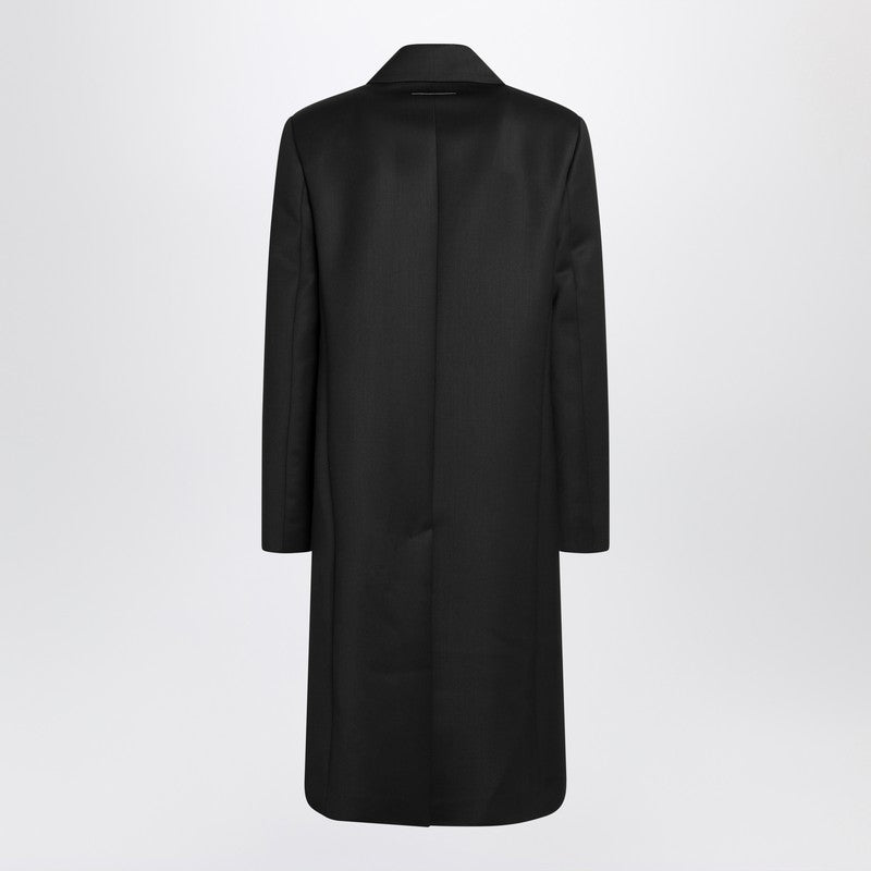 Manteau en laine mélangée noire MM6 Maison Margiela