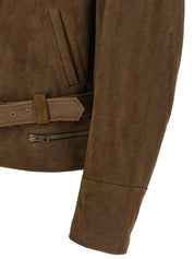 Mm6 Maison Margiela Biker Jacket — Brown Suede Jacket