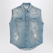 MM6 Maison Margiela faded blue vest in cotton denim