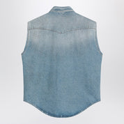 MM6 Maison Margiela faded blue vest in cotton denim