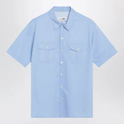 MM6 Maison Margiela Short-sleeve poplin shirt with reinforcements, light blue