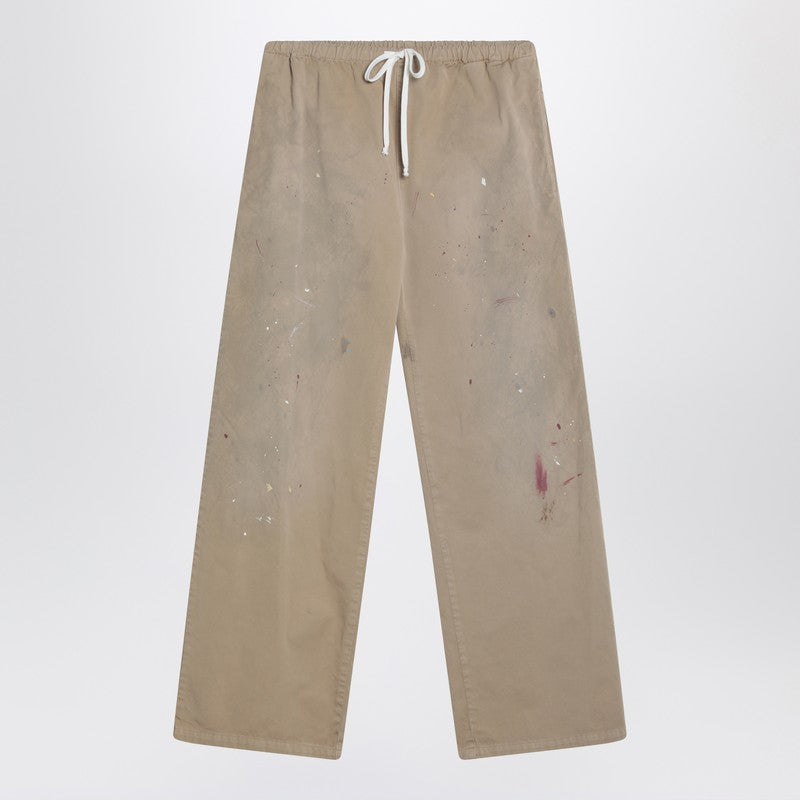 Pantalon large beige à coups de pinceau MM6 Maison Margiela