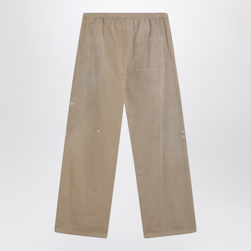 Pantalon large beige à coups de pinceau MM6 Maison Margiela