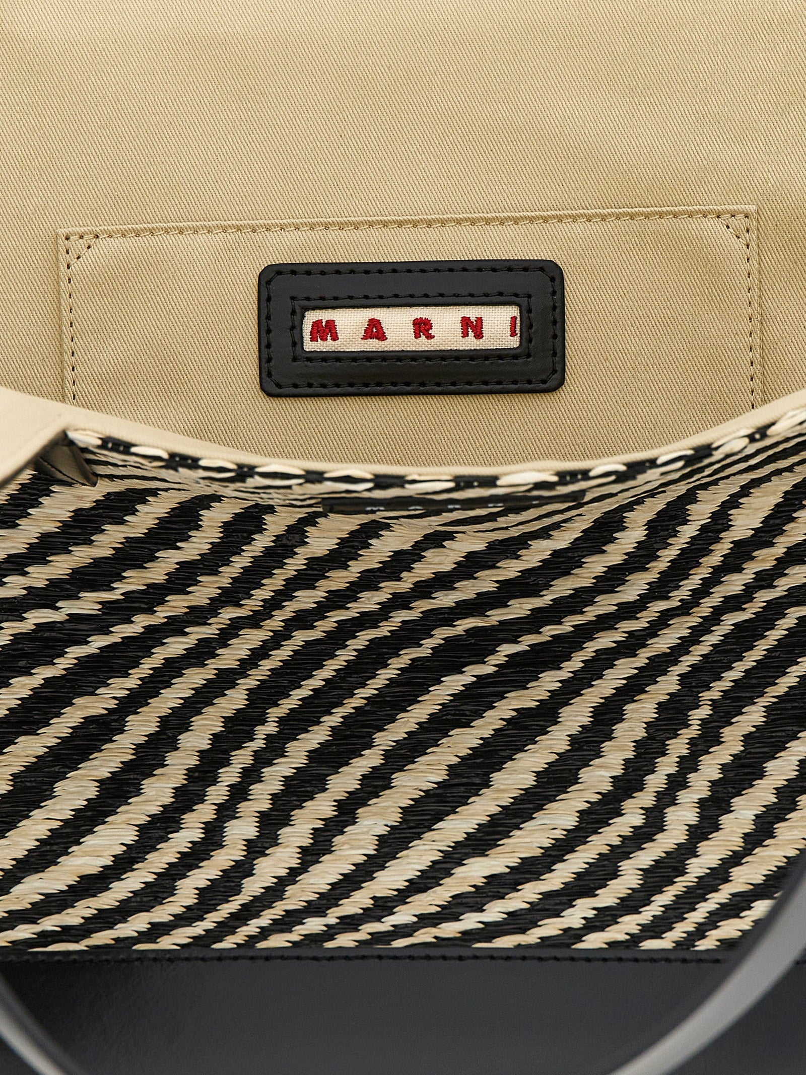 Marni Waves Shopping Bag — Black Raffia Shopper