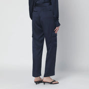 SIMKHAI Carolina trousers in midnight blue shiny satin