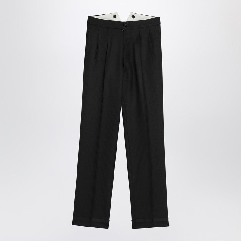 Maison Margiela Black Wool Pleated Trousers